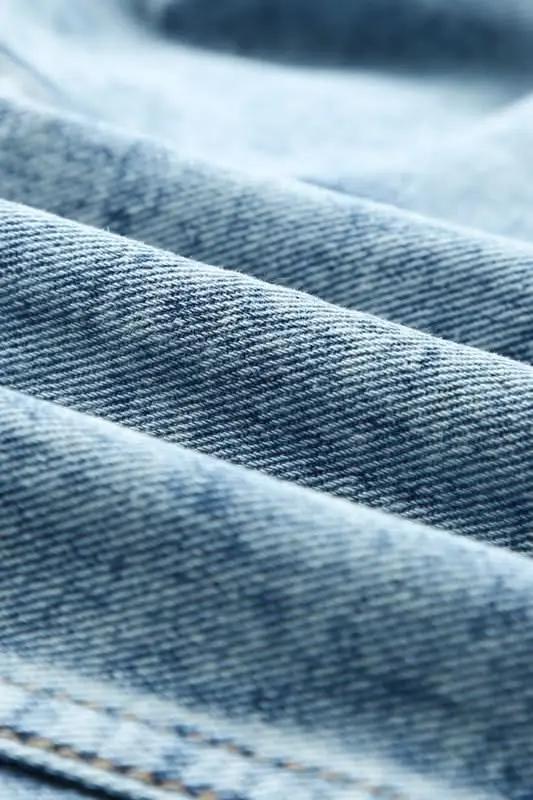 Geometric Print Frayed Hem Denim Jacket - Love Salve